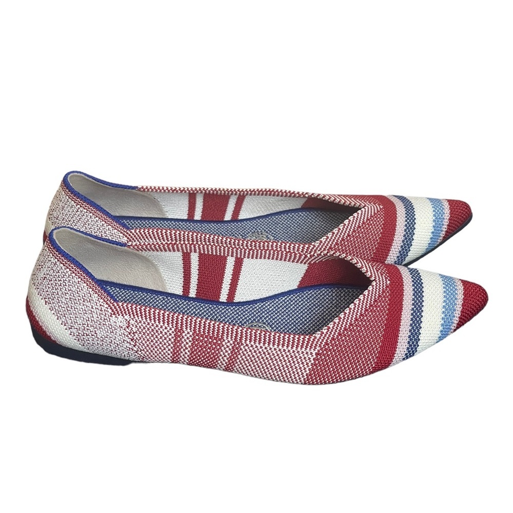 Rothy's 7 Varsity Stripe Red Points Rare Unicorn‎ Flat Shoes BNIB - Picture 3 of 15
